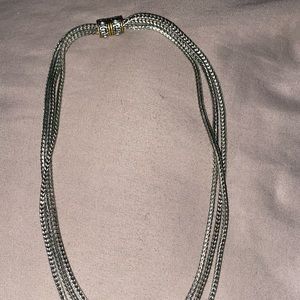 Multilayer silver chain necklace